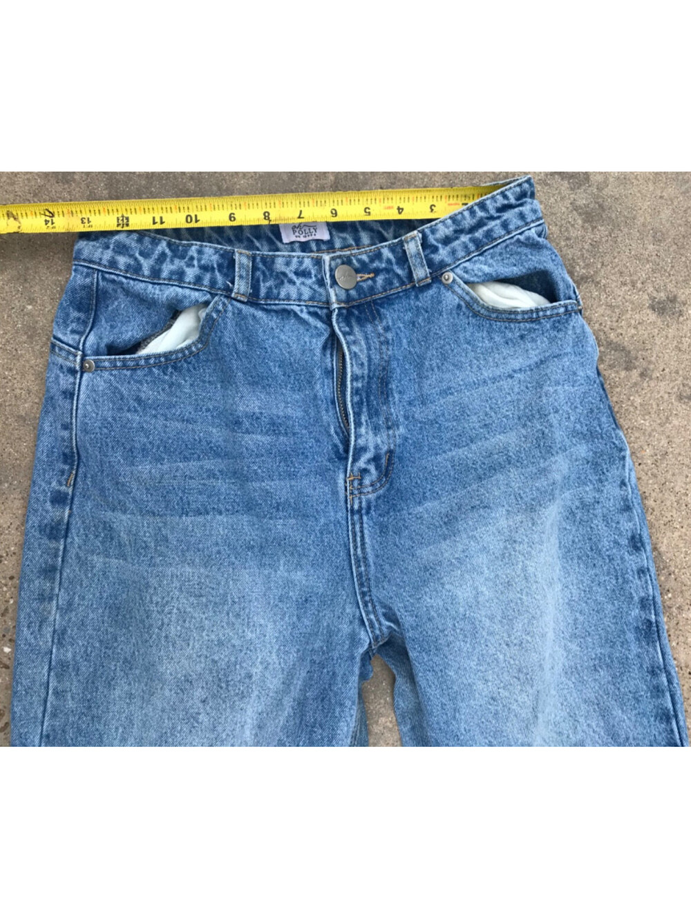 Oh Polly Women's Baggy High Rise Distressed Denim Blue Jeans Y2K Style Open Back - Picture 10 of 13